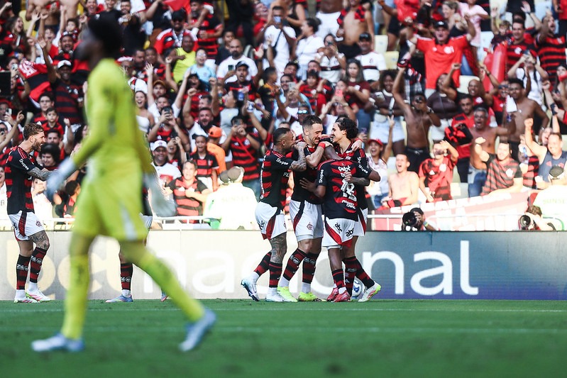 Jogadores do Flamengo comemoram gol - Fotos: Gilvan de Souza/Flamengo - Reprodução: Flickr CR Flamengo