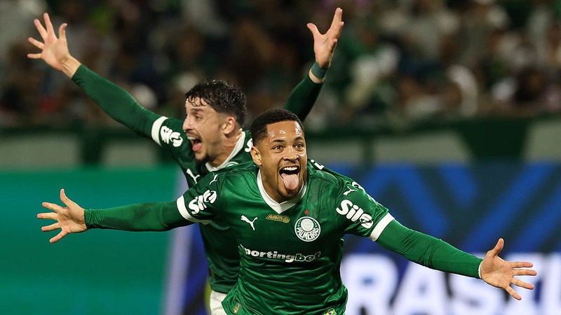 Vitor Roque comemora gol pelo Palmeiras - (Foto: Cesar Greco/Palmeiras/by Canon) - Reprodução: Flickr Palmeiras